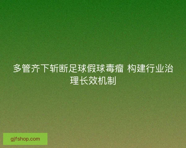 多管齐下斩断足球假球毒瘤 构建行业治理长效机制